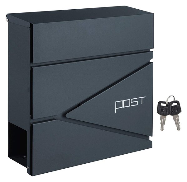 Cutie poștală modernă cu suport pentru ziare 37 x 37 x 10,5 cm antracit