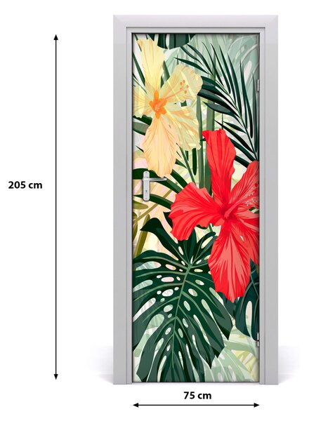 Autocolante pentru usi flori Hawaii