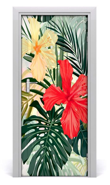 Autocolante pentru usi flori Hawaii
