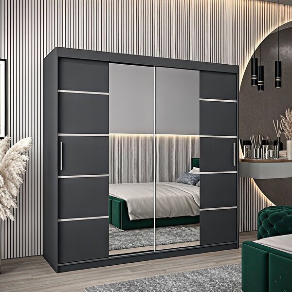 Dressing Marissa, 160x60x200cm, cu oglinda, Antracit, Pal 18 mm