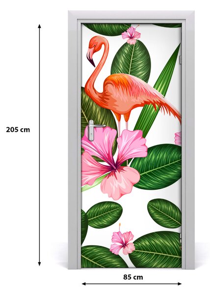 Autocolante pentru usi Flamingos și flori