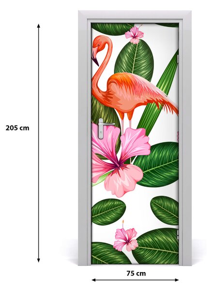 Autocolante pentru usi Flamingos și flori
