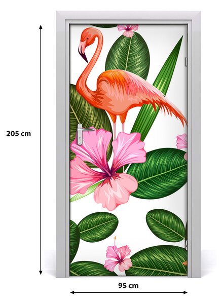 Autocolante pentru usi Flamingos și flori