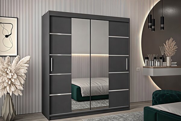 Dressing Marissa, 140x60x200cm, cu oglinda, Antracit, Pal 18 mm