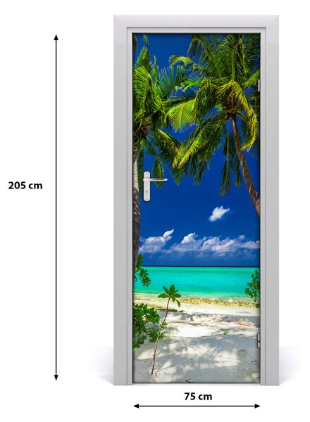 Autocolante pentru usi plaja tropicala