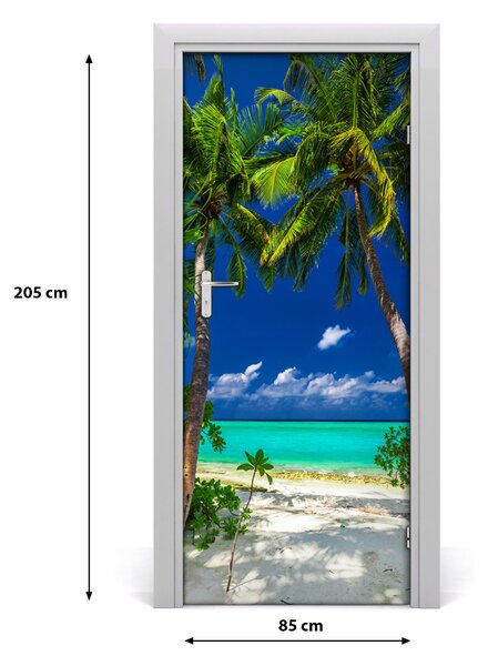 Autocolante pentru usi plaja tropicala