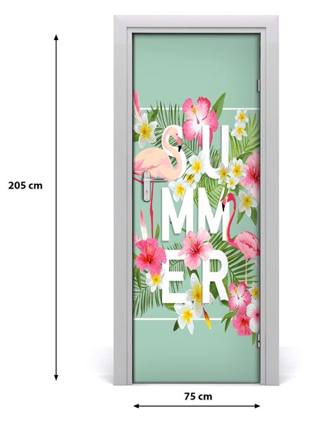 Autocolante pentru usi Sărbătorile și flamingo