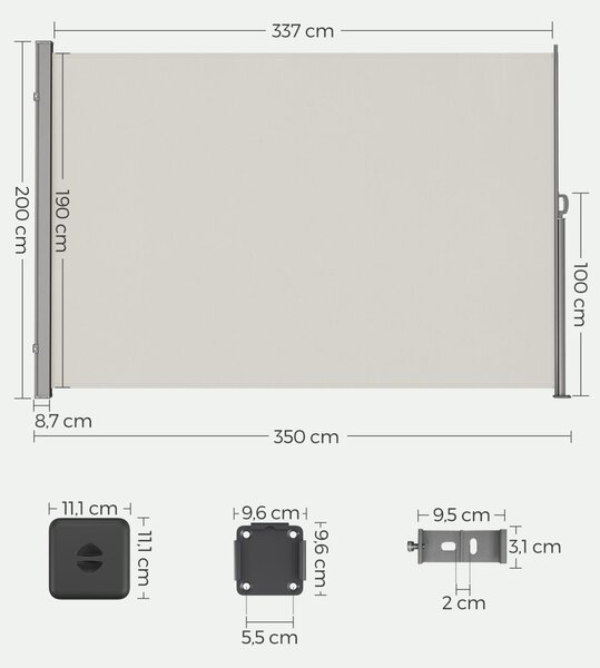 Copertina laterala Songmics Argintiu 200x350 cm