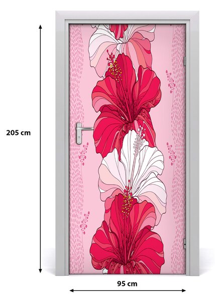 Autocolante pentru usi Furnir adeziv imagini de fundal ușă Hibiscus