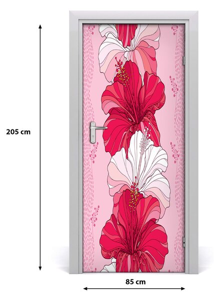 Autocolante pentru usi Furnir adeziv imagini de fundal ușă Hibiscus