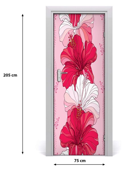 Autocolante pentru usi Furnir adeziv imagini de fundal ușă Hibiscus