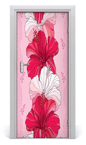 Autocolante pentru usi Furnir adeziv imagini de fundal ușă Hibiscus