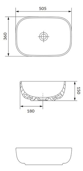 Cersanit Moduo, chiuveta blat 50,5x36x15 cm, antracit mat, K116-108
