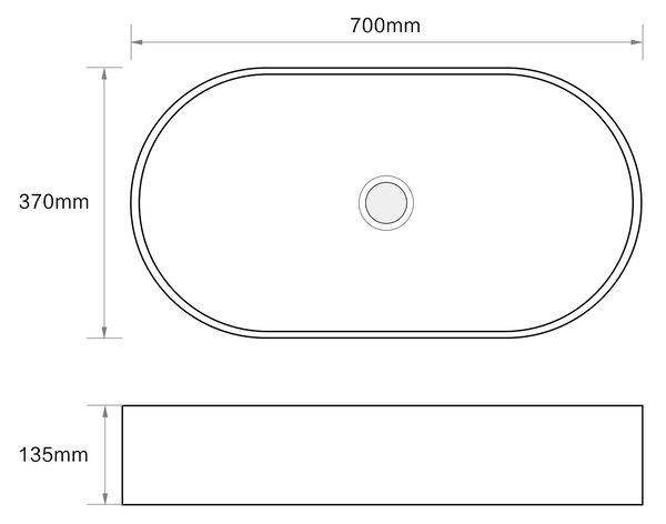 Erga Indigo, chiuveta blat 700x370x135 mm, alb lucios, ERG-V03-9720C-WH