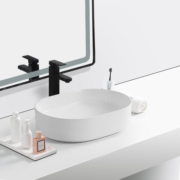 Erga Lakelyn, chiuveta blat 600x370x135 mm, alb lucios, ERG-V03-9720B-WH
