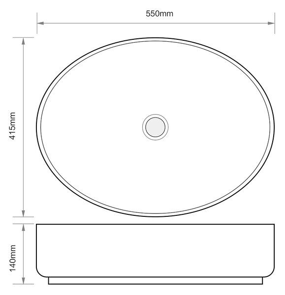 Erga Aadhya, chiuveta blat 550x415x140 mm, negru mat, ERG-V03-9594-M-001-BK