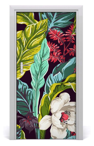Autocolante pentru usi flori tropicale