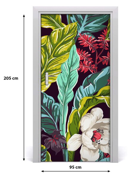 Autocolante pentru usi flori tropicale