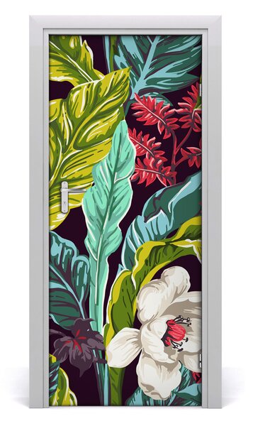 Autocolante pentru usi flori tropicale