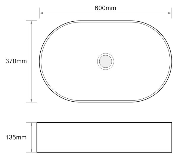 Erga Saanvi, chiuveta blat 600x370x135 mm, negru mat, ERG-V03-9720B-M-001-BK