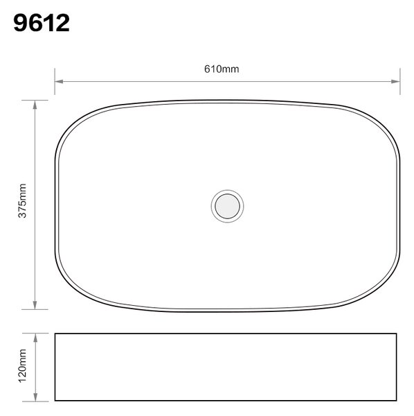Erga Luella, chiuveta blat 610x375x120 mm, alb lucios, ERG-V03-9612-WH