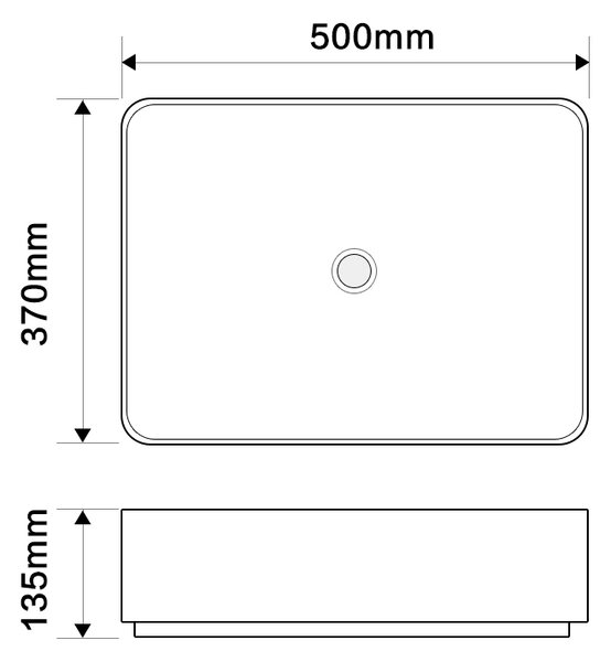 Erga Madalyn, chiuveta blat 500x370x135 mm, alb lucios, ERG-V03-9674-WH