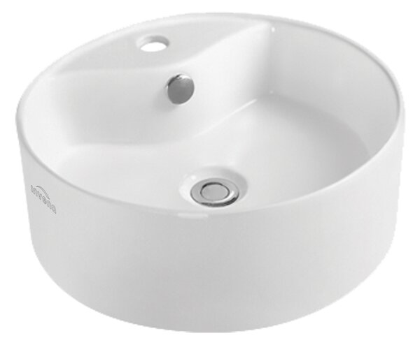 Invena Granada, chiuveta rotunda pe blat 410x410x145 mm, alb, INV-CE-44-001-W