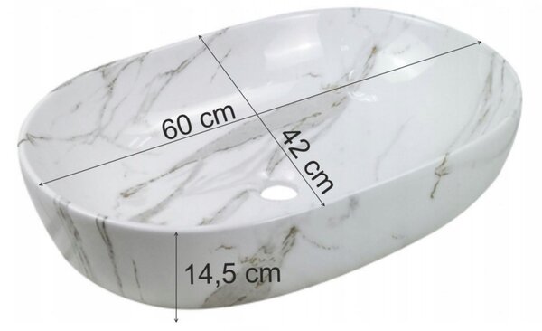 Invena Corfu, chiuveta blat 60x42x14,5 cm, imitatie piatra, INV-CE-34-701-C
