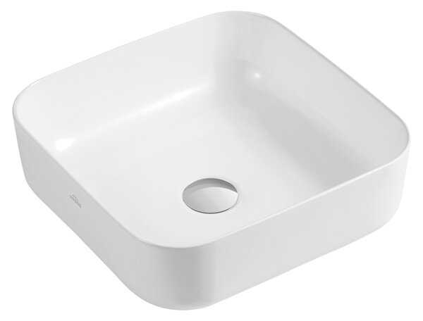 Invena Malaga, chiuveta blat ceramica 390x390x140 mm, alb lucios, INV-CE-39-001-C