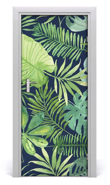 Autocolante pentru usi frunze tropicale