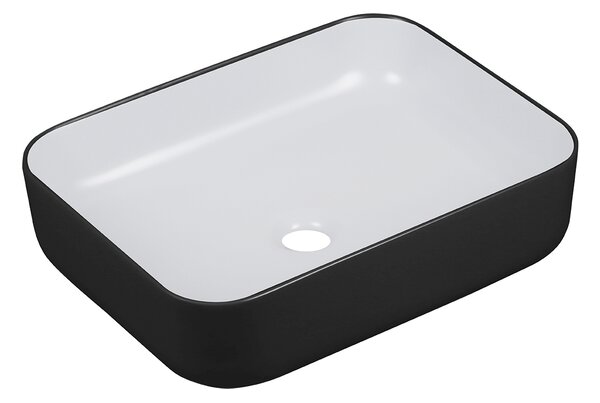 Laveo Mogami, chiuveta 50x40 cm, chiuveta ovala pe blat, alb-negru, LAV-VUM_7250