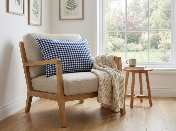 Husa de perna din microfibra NAVY GINGHAM 50x70 cm, albastru-alb