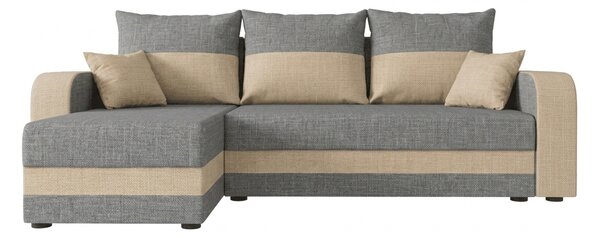 Coltar extensibil de colt VALERIO, gri deschis/bej, reversibil, 238x140 cm + 2 perne GRATUIT