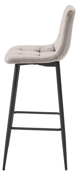 Scaun de bar ARCETO VELVET cu picioare negre, bej