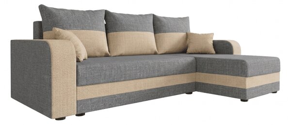 Coltar extensibil de colt VALERIO, gri deschis/bej, reversibil, 238x140 cm + 2 perne GRATUIT