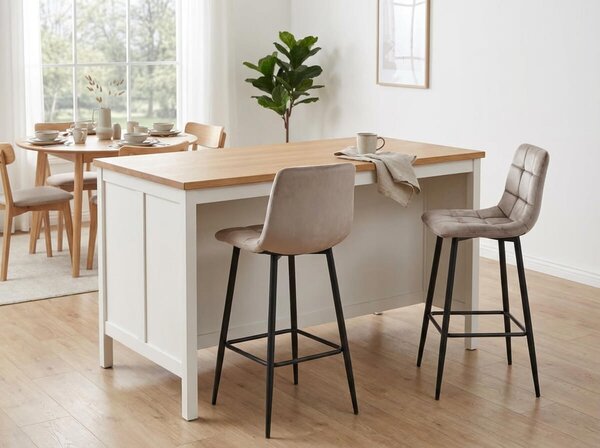 Scaun de bar ARCETO VELVET cu picioare negre, bej