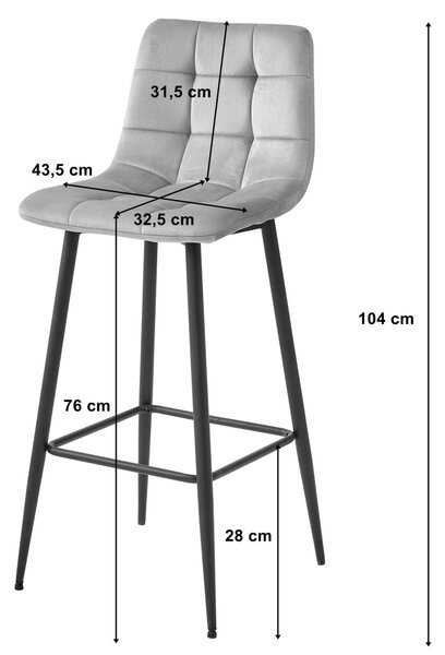 Scaun de bar cu picioare negre ARCETO VELVET, maro
