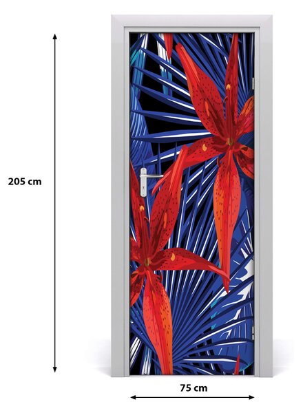 Autocolante pentru usi flori tropicale