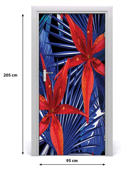 Autocolante pentru usi flori tropicale