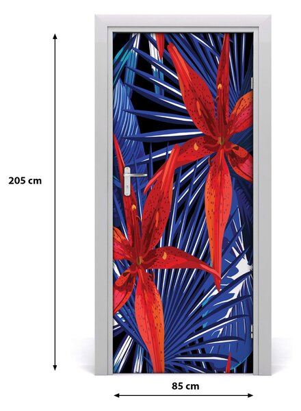 Autocolante pentru usi flori tropicale