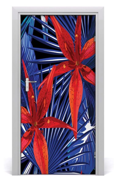 Autocolante pentru usi flori tropicale