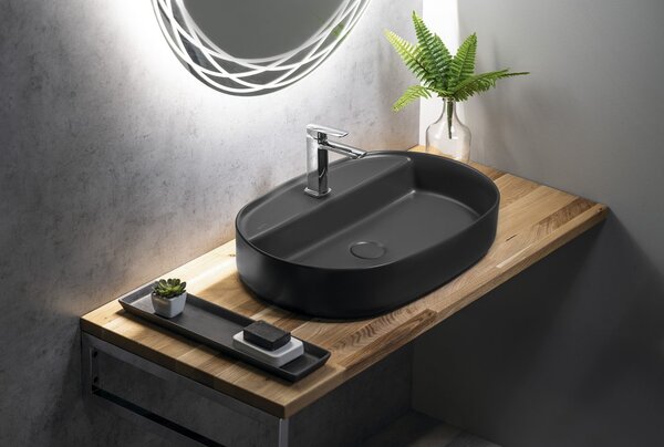 Sapho INFINITY OVAL, chiuveta ceramica blat 60x40cm, antracit, 10NF65060-2C