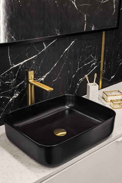Laveo Mogami, chiuveta ceramica blat 500x400x135mm, negru mat, LAV-VUM_B250