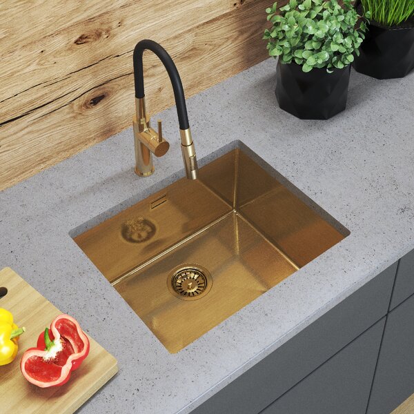Gamma Gamma, chiuvetă din oțel inoxidabil cu 1 compartiment 540x440x210 mm, auriu mat, GMA-S5444-GD