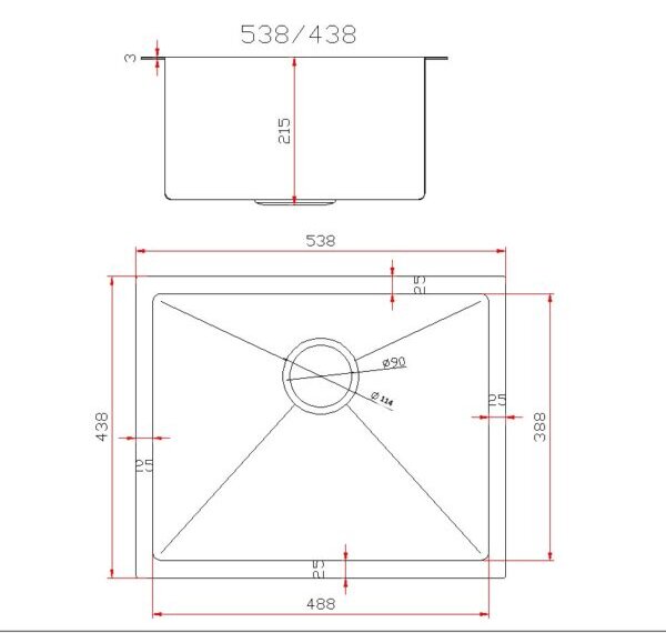 Gamma Gamma, chiuvetă din oțel inoxidabil cu 1 compartiment 540x440x210 mm, oțel, GMA-S5444-CH