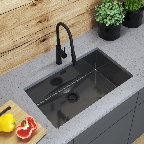Gamma Gamma, chiuvetă din oțel inoxidabil cu 1 compartiment 750x450x210 mm, negru, GMA-S7545-BK