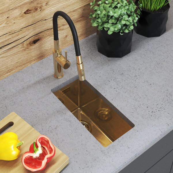Gamma Gamma, chiuvetă din oțel cu 1 compartiment 220x440x210 mm, auriu mat, GMA-S2244-GD