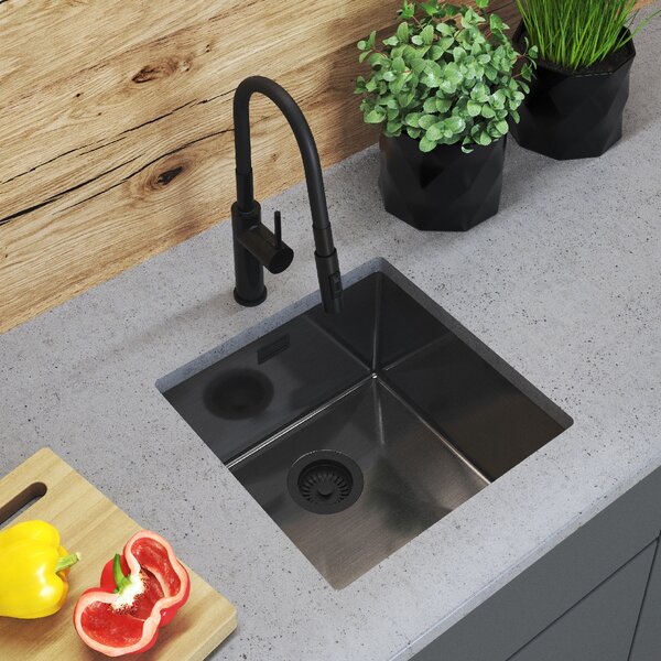Gamma Gamma, chiuvetă din oțel cu 1 compartiment 438x438x215 mm, negru, GMA-S4444-BK