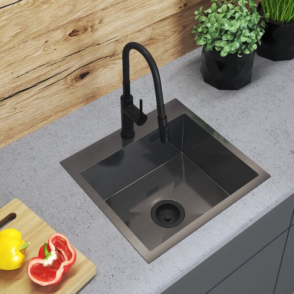 Gamma Gamma, chiuvetă din oțel cu 1 compartiment 480x450x210 mm, negru, GMA-S4845-BK