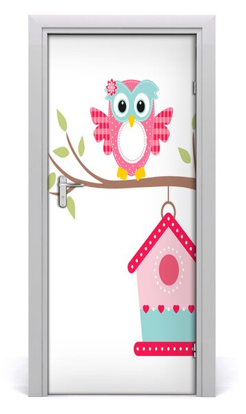 Autocolante pentru usi Owl pe o ramură